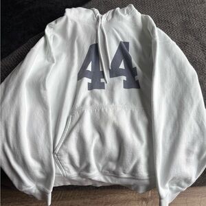 Brandy Melville White Crewneck Sweatshirt with Navy '44' Print
